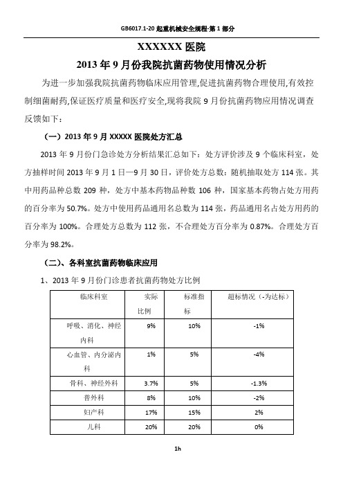 XXXX医院抗菌药物使用情况分析