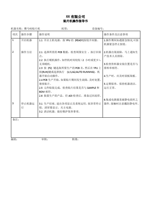 (雅马哈)贴片机操作指导书