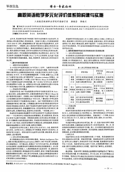 高职英语教学多元化评价体系的构建与实施