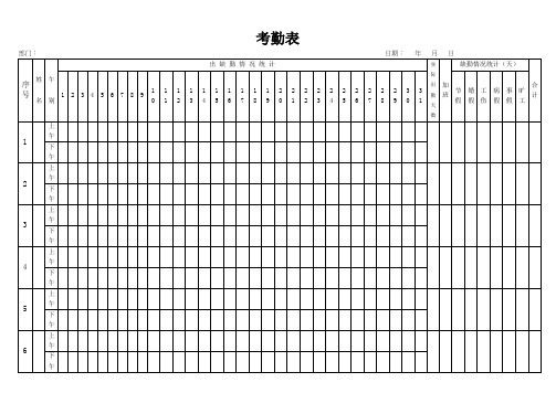 考勤表(标准样本)