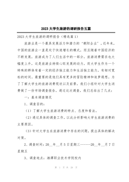 2023大学生旅游的调研报告五篇