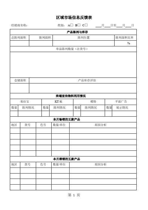 区域市场信息反馈表共12页文档