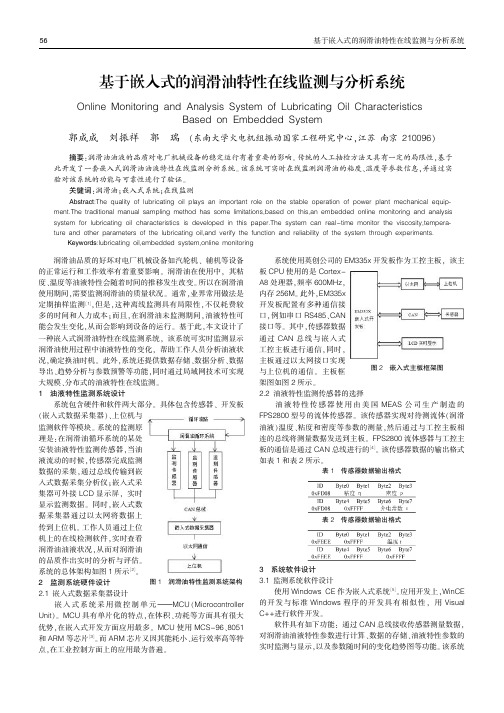 基于嵌入式的润滑油特性在线监测与分析系统