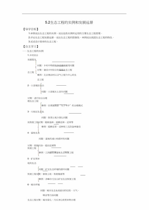 人教版高中生物选修3学案5.2生态工程实例和发展前景