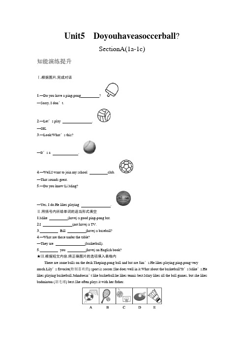 人教版英语七年级上册unit5课后练习+单元测试卷