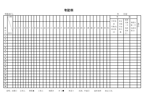 考勤表(标准模版)