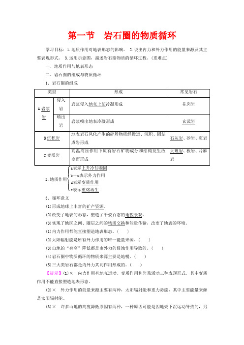 高中地理 自然地理基础 第2章 地表形态的塑造 第1节 岩石圈的物质循环教案高二全册地理教案