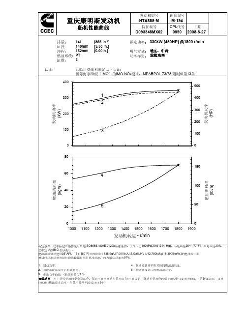 NTA855-M船机性能曲线_重庆康明斯发动机