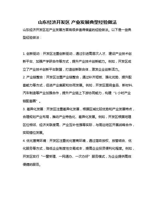 山东经济开发区 产业发展典型经验做法