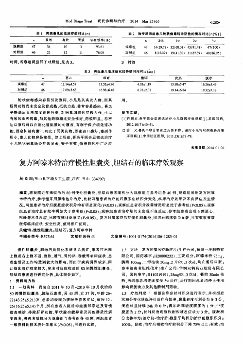 复方阿嗪米特治疗慢性胆囊炎、胆结石的临床疗效观察