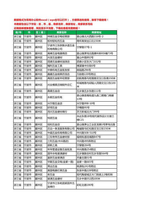 2020新版浙江省宁波市鄞州区五金工商企业公司商家名录名单黄页联系电话号码地址大全470家