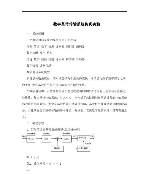 数字基带传输系统仿真实验