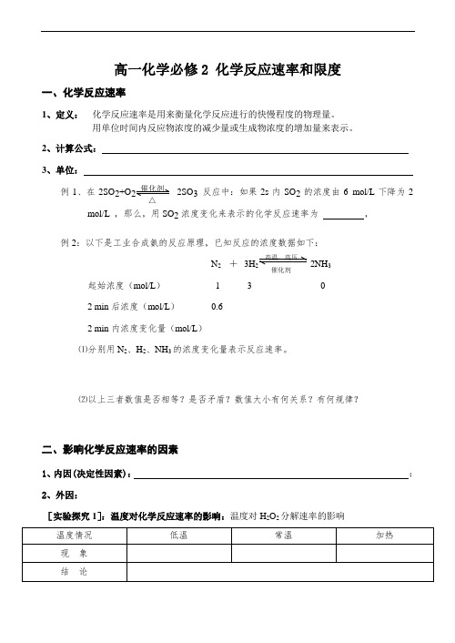 高一化学必修2 化学反应速率和限度