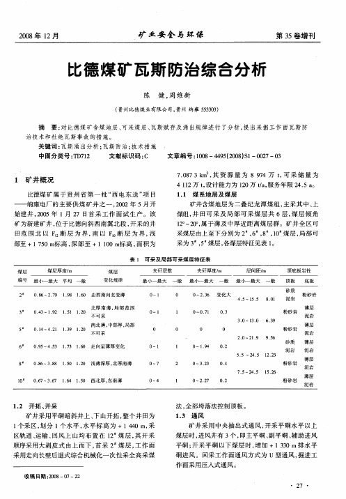 比德煤矿瓦斯防治综合分析