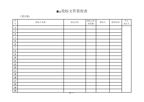 投标文件签收表