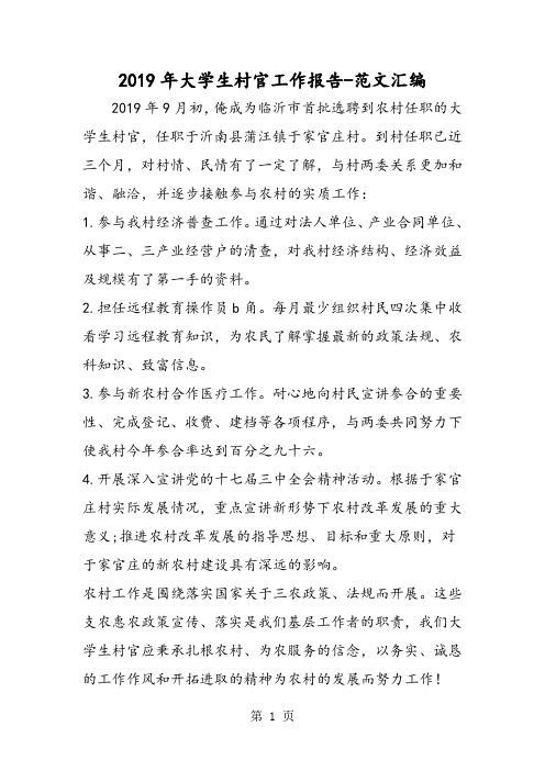 2019年大学生村官工作报告-精选文档