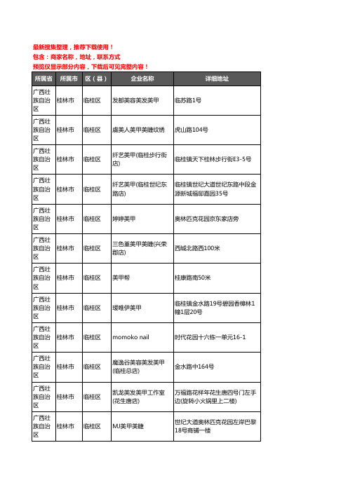 新版广西壮族自治区桂林市临桂区美甲企业公司商家户名录单联系方式地址大全23家