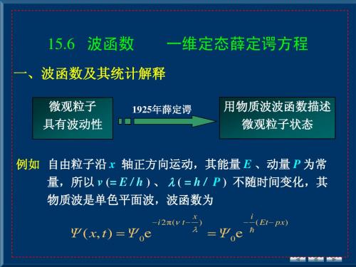 量子物理基础 15.6 波函数 一维定态薛定谔方程