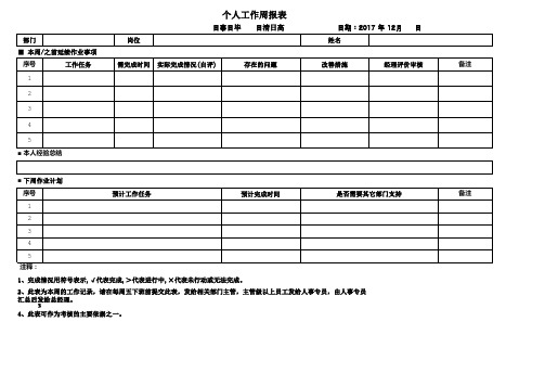 个人工作周报表格式