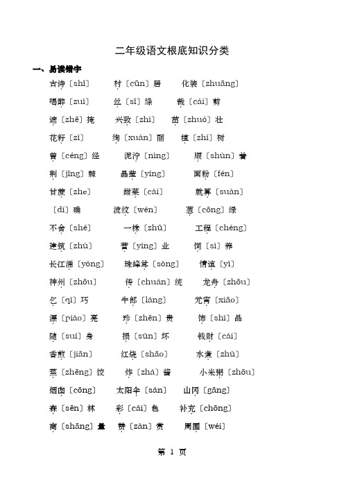 二年级语文基础知识分类