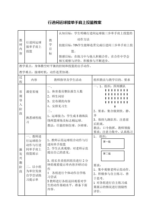 《篮球：行进间运球接单手肩上投篮》教案