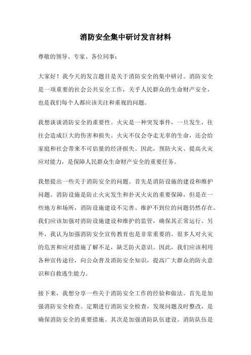 消防安全集中研讨发言材料