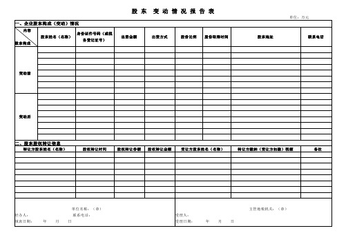 xxxx股东变动情况报告表