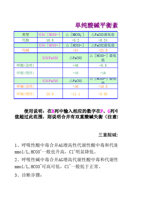 酸碱平衡计算表