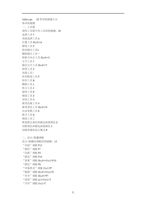 InDesign---ID常用快捷键大全