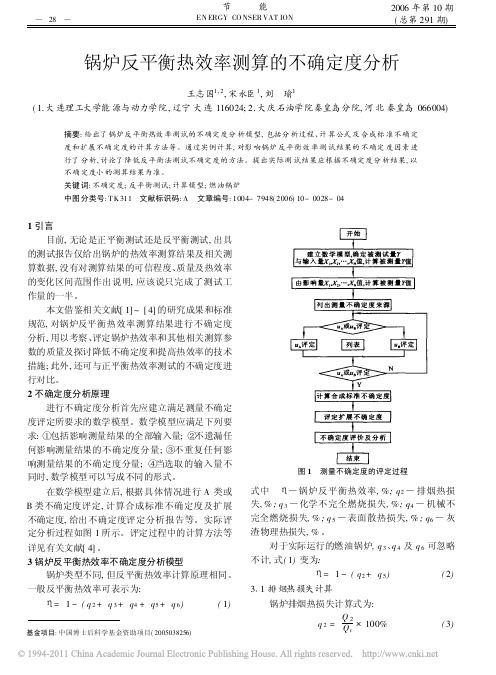 锅炉反平衡热效率测算的不确定度分析