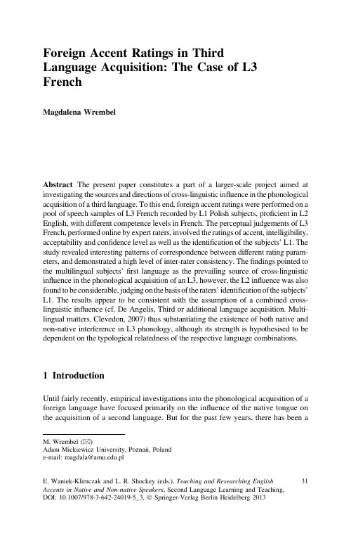 三语习得Foreign Accent Ratings in Third language acquisition