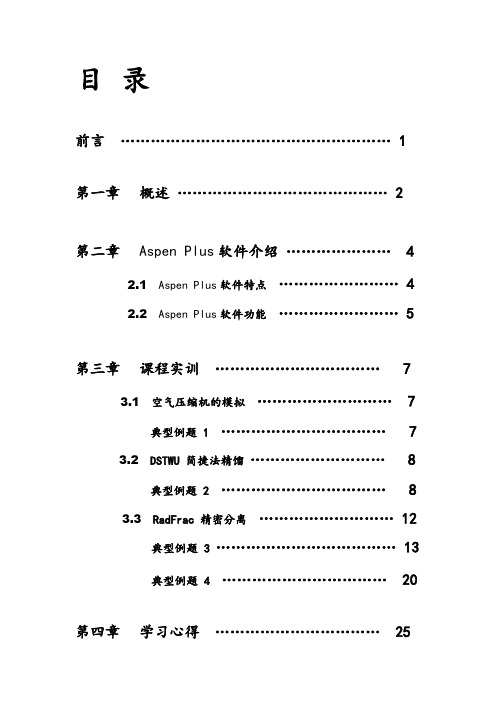 化工软件仿真实训