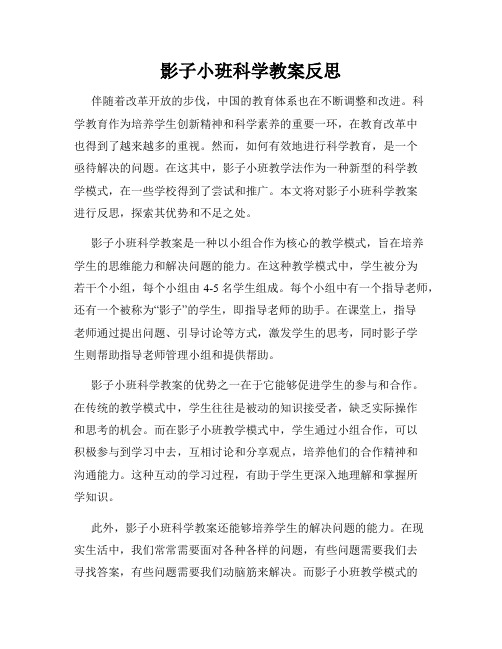 影子小班科学教案反思