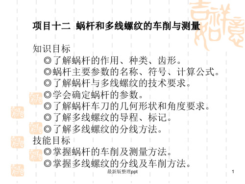 蜗杆和多线螺纹的车削与测量ppt课件