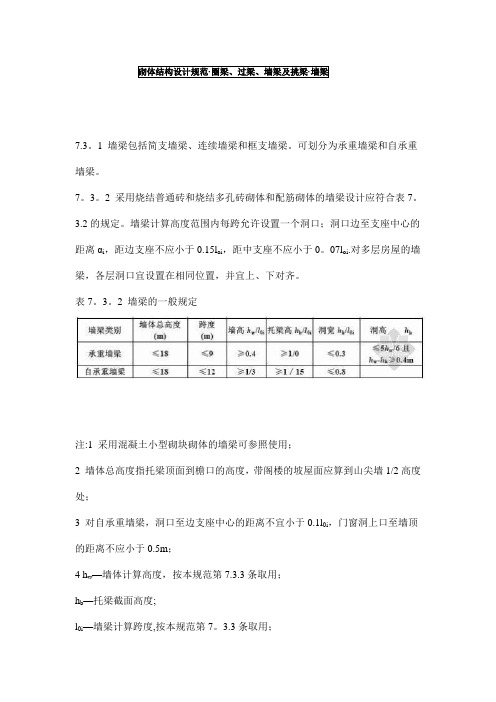 砌体结构设计规范(圈梁、过梁、墙梁及挑梁、墙梁)