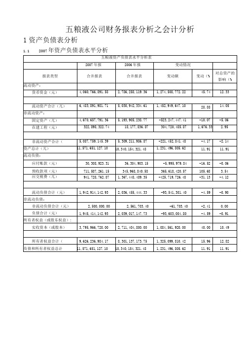 五粮液公司财务报表分析之会计分析