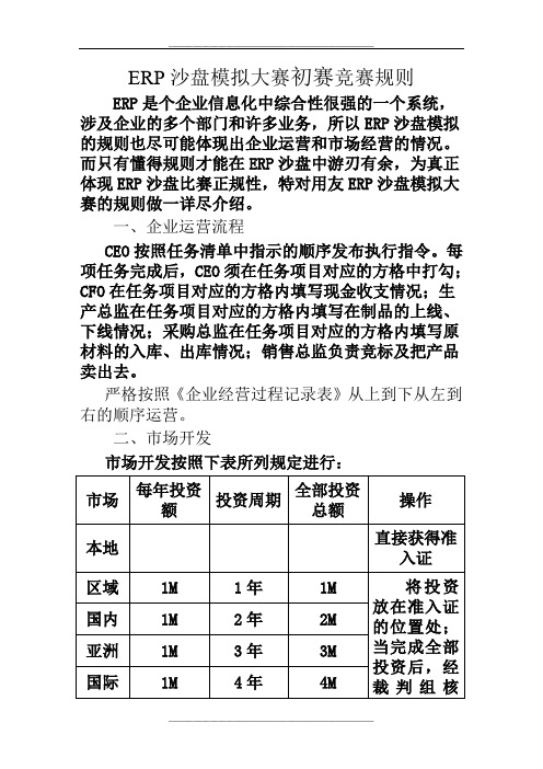 ERP沙盘规则(附评分标准)(最新)