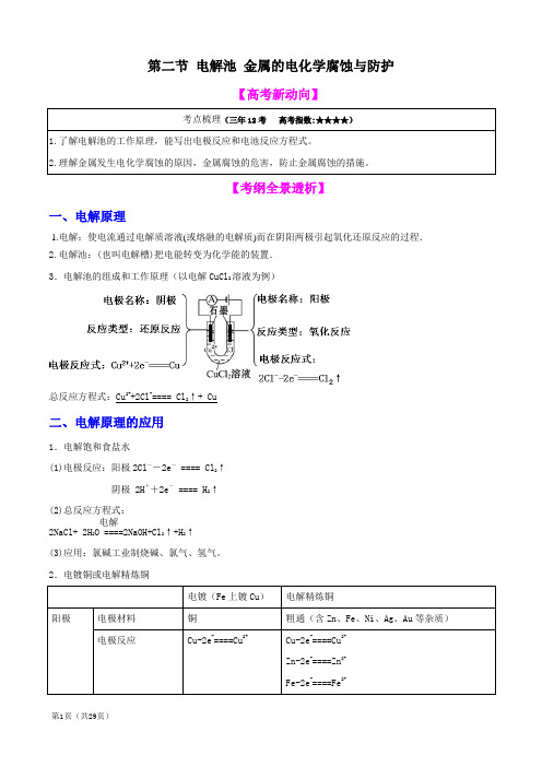 化学一轮精品复习学案：9.2 电解池 金属的电化学腐蚀与防护(选修)