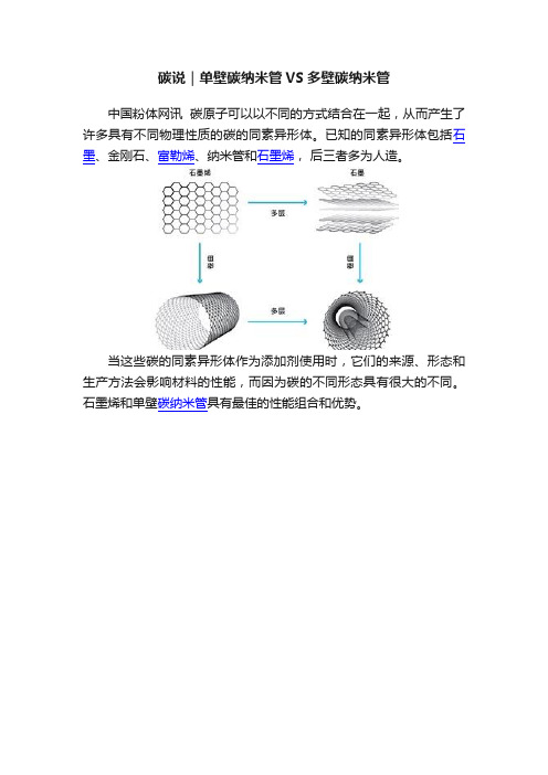 碳说｜单壁碳纳米管VS多壁碳纳米管