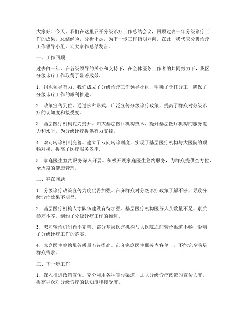 分级诊疗领导总结发言稿