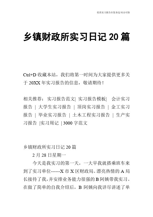 乡镇财政所实习日记20篇