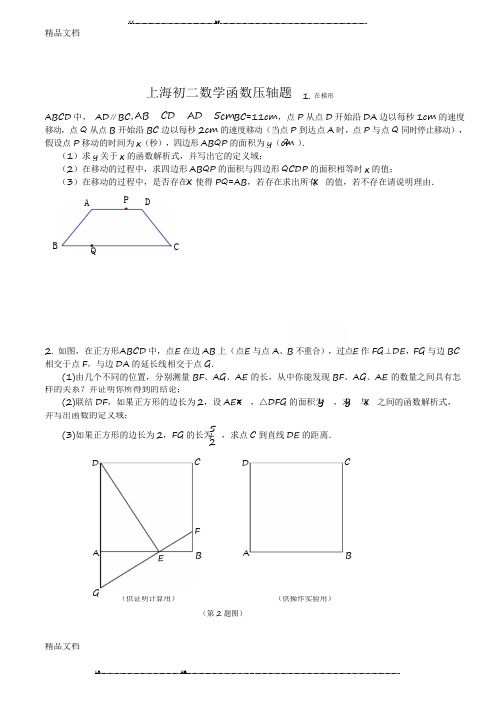 最新上海初二下学期数学函数压轴题(优选.)