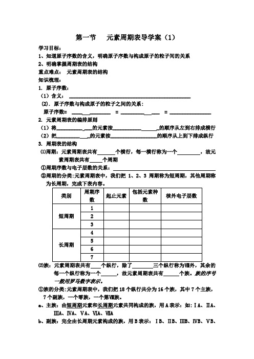 高一化学(必修2)1_1元素周期表导学案(1)