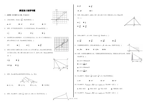 青岛版九年级上册第二章解直角三角形专题训练