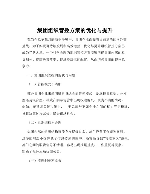 集团组织管控方案的优化与提升