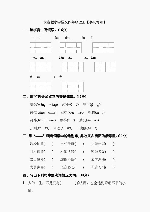 长春版小学语文四年级上册【字词专项】(2)