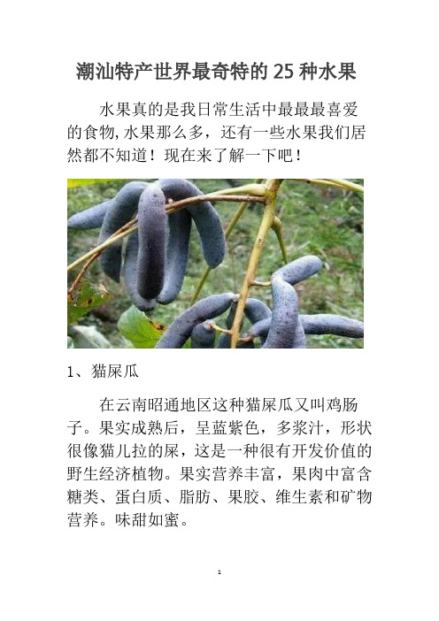 潮汕特产世界最奇特的25种水果