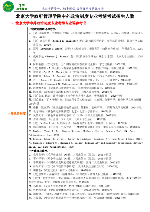 北京大学中外政治制度专业考博真题参考书-育明考博