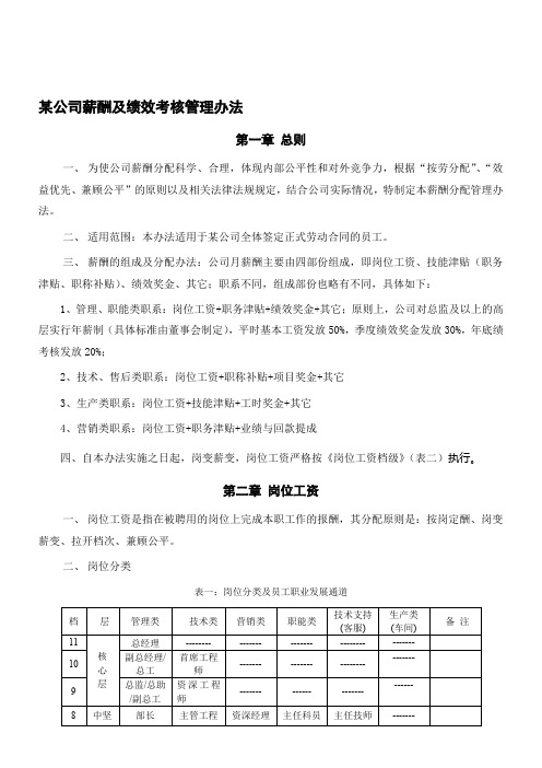 某制造企业薪酬及绩效考核管理办法---文本资料