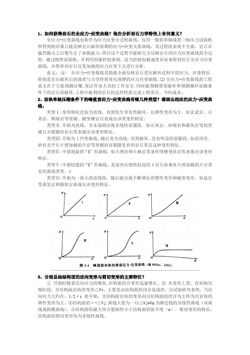 岩体力学复习答案最终版